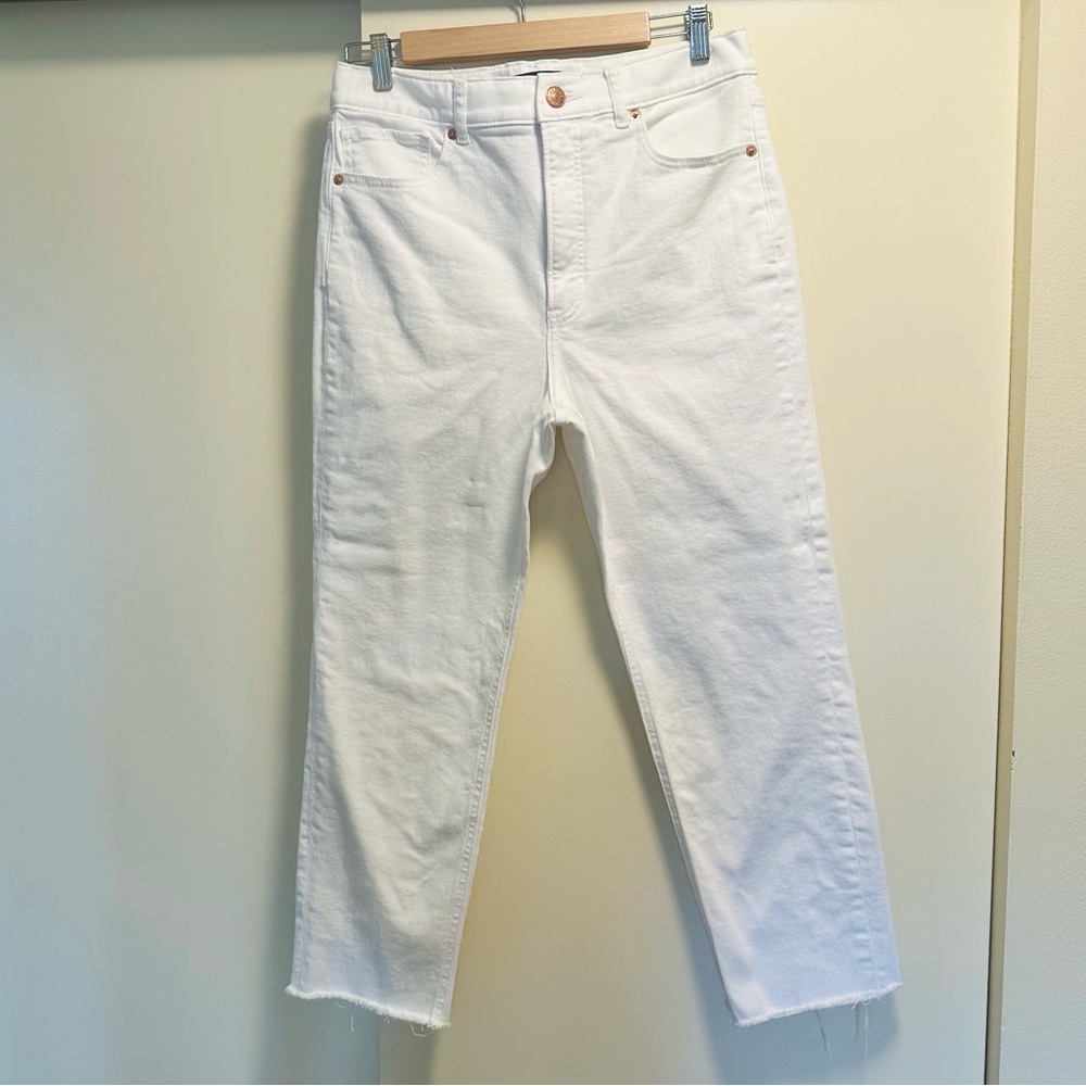 Express Wide-leg Super High Rise White Jeans - Size 10